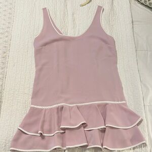 Amanda Uprichard Light Pink Tank Dress with White Trim